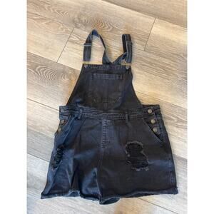 Black Denim Short overalls 0X